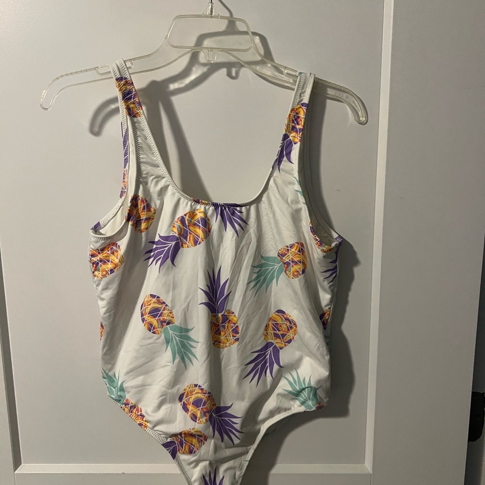 Chubbies White One Piece with Purple and Yellow Pineapples